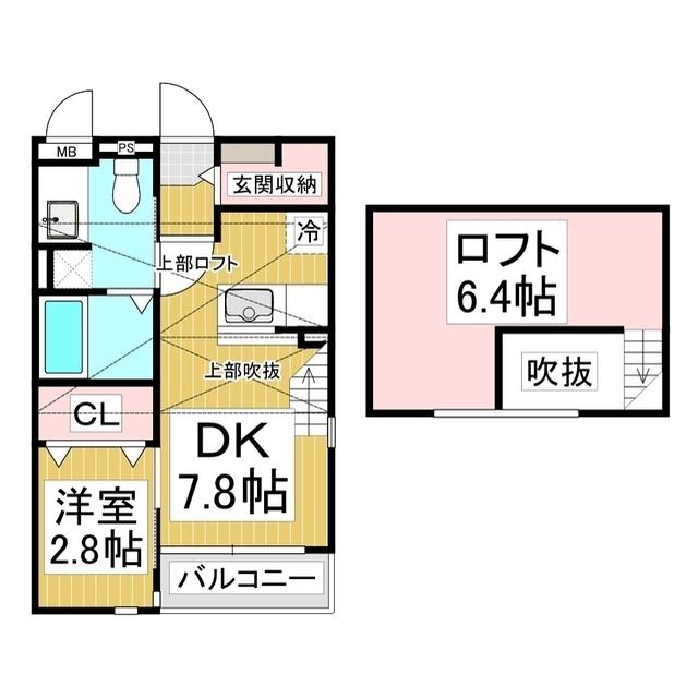 ミスモ・S(1DK/2階)の間取り写真