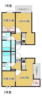 CALM箱崎宮前(1LDK/3階)の間取り写真