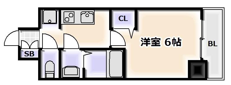 GM難波ウエストD.C(1K/3階)の間取り写真