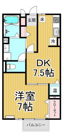 リビングタウン西野(1DK/1階)の間取り写真