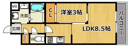 グランドステージ十三(1LDK/11階)の間取り写真