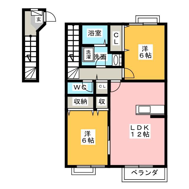 ダンブランセC棟(2LDK/2階)の間取り写真