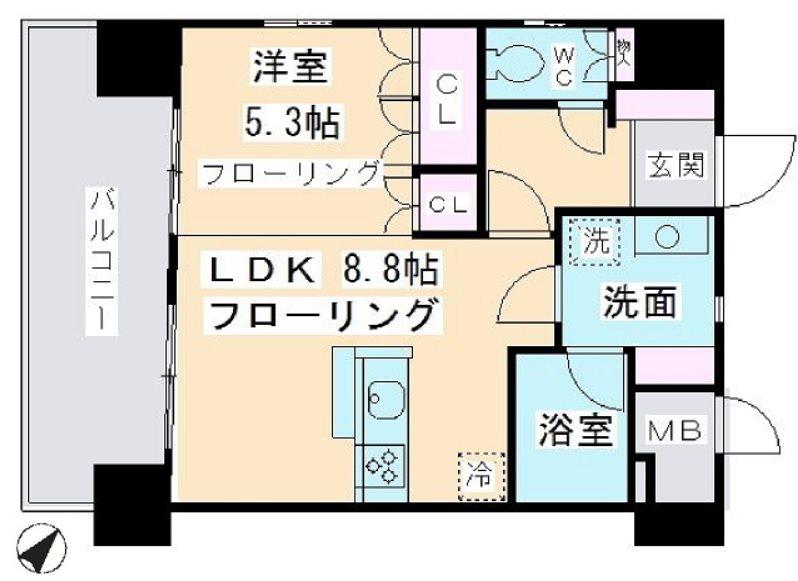 デル・スール テラス(1LDK/5階)の間取り写真