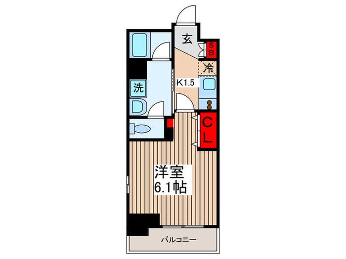 バレーヌ新川(1K/7階)の間取り写真