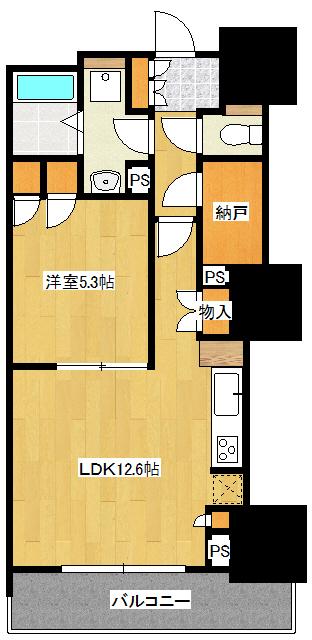 グランクロスタワー広島 アイコート(1LDK/6階)の間取り写真