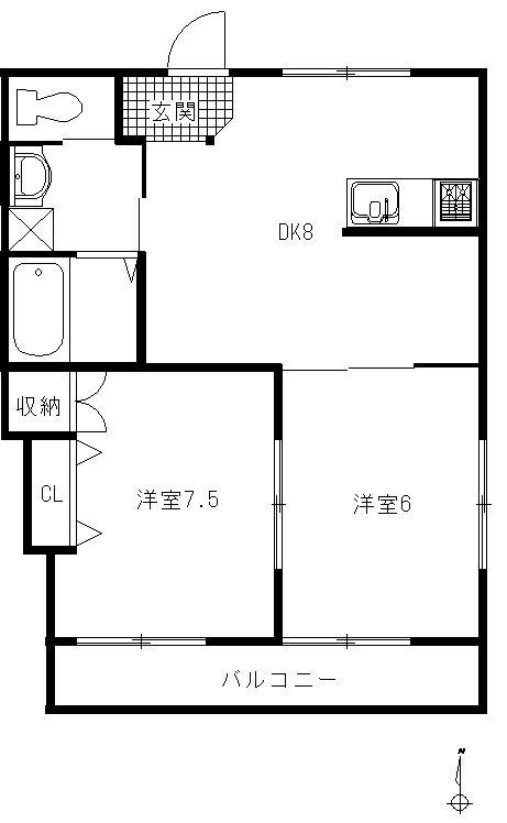 サンバロン(2DK/2階)の間取り写真