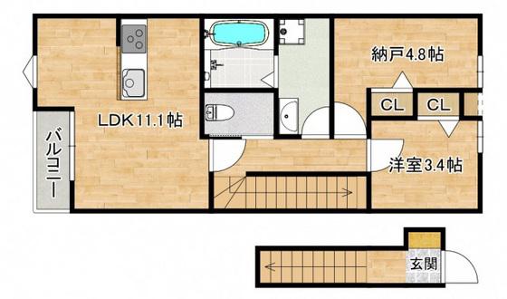 MONTE長束西(2LDK/2階)の間取り写真
