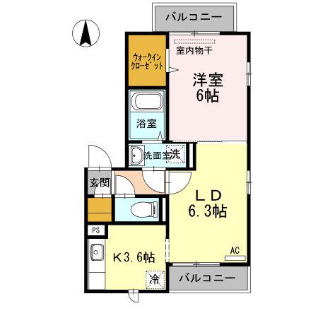ラフィーネ氷川台(1LDK/2階)の間取り写真