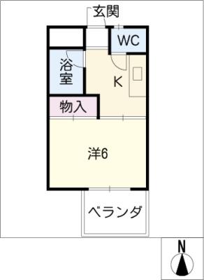 シャトー新樹(1K/2階)の間取り写真
