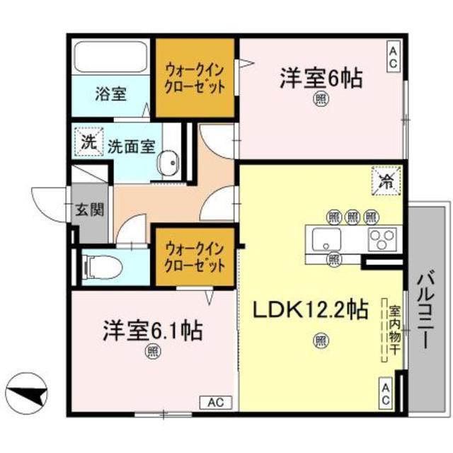 レジデンスクオーツ西町(2LDK/3階)の間取り写真