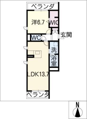 ルサンクメゾン上社(1LDK/3階)の間取り写真