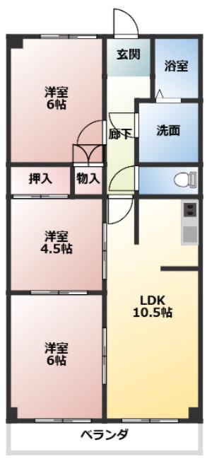 コーポラス林本(3LDK/1階)の間取り写真