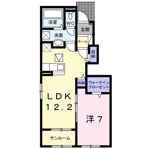ジュネスハウスV A(1LDK/1階)の間取り写真