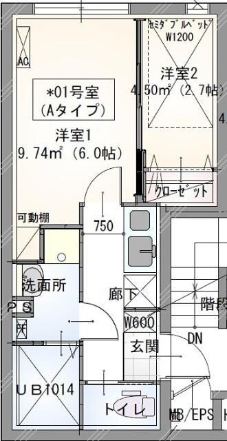 ラヴィエール秋葉原(2K/3階)の間取り写真