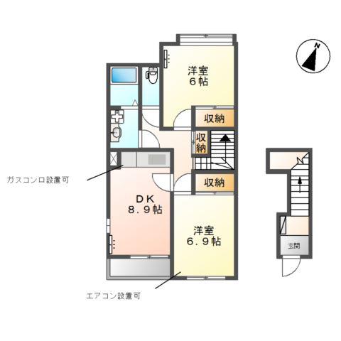 サンジュールイーストB(2DK/2階)の間取り写真