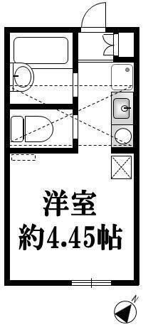 ポンデロッサ小田弐番館(ワンルーム/1階)の間取り写真