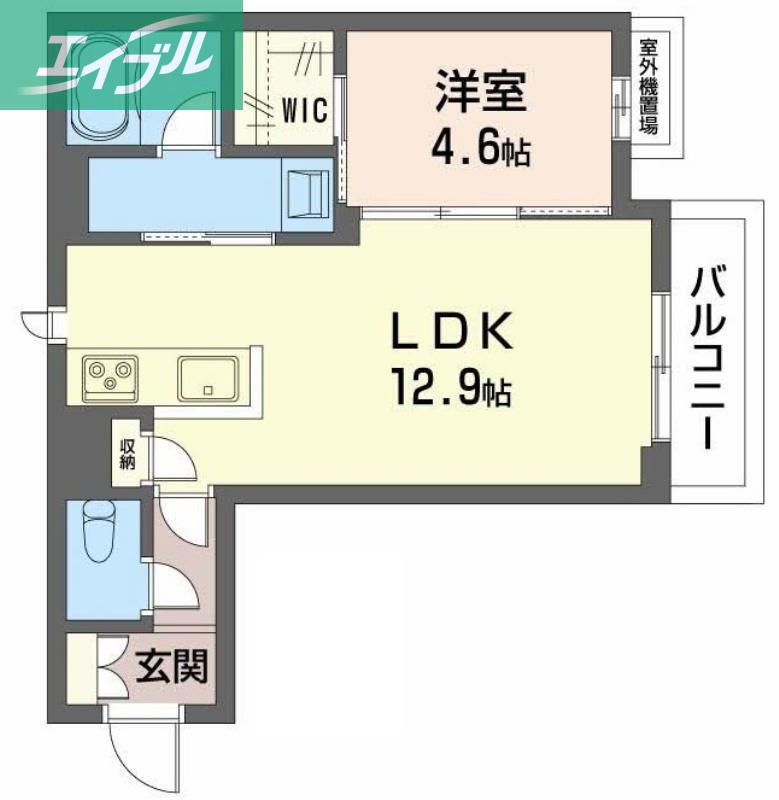 ユーグレイス東島田(1LDK/3階)の間取り写真