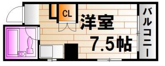 メゾンキモト(ワンルーム/2階)の間取り写真