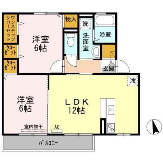 ファンコート(2LDK/2階)の間取り写真