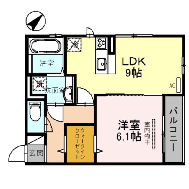 ティーガーデンヴィレッジB棟(1LDK/1階)の間取り写真