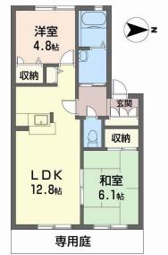 メゾンティファ(2LDK/1階)の間取り写真