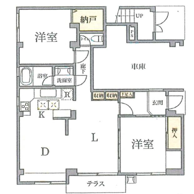 CORE濱吉(2LDK/1階)の間取り写真