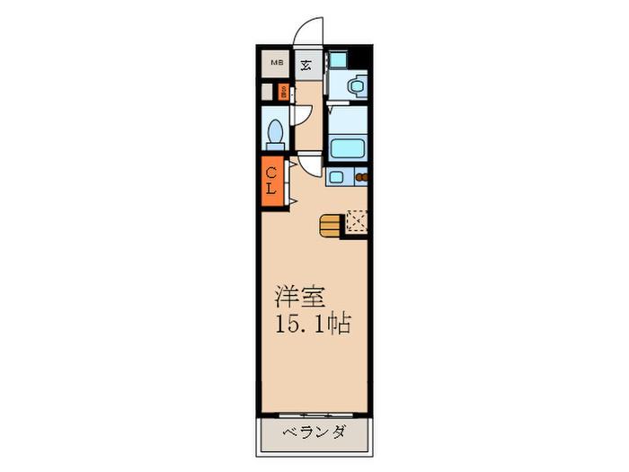 プラシアンS江坂(ワンルーム/2階)の間取り写真