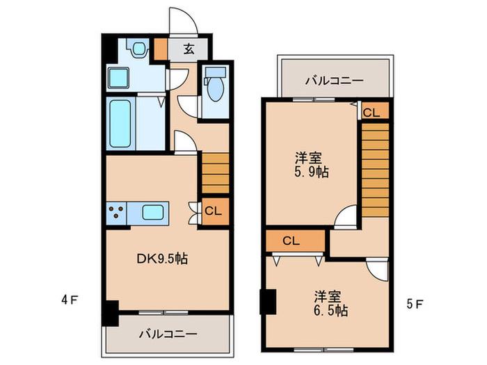MIND´S HEIWA(2DK/4階)の間取り写真