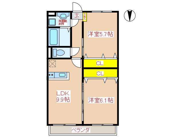 こすもす館(2LDK/2階)の間取り写真
