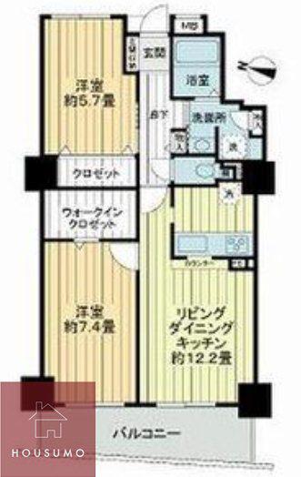 リバーカントリーガーデン京橋(2LDK/25階)の間取り写真