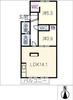 ボナール応時(2LDK/2階)の間取り写真