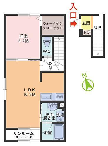 メルヴェーユ(1LDK/2階)の間取り写真