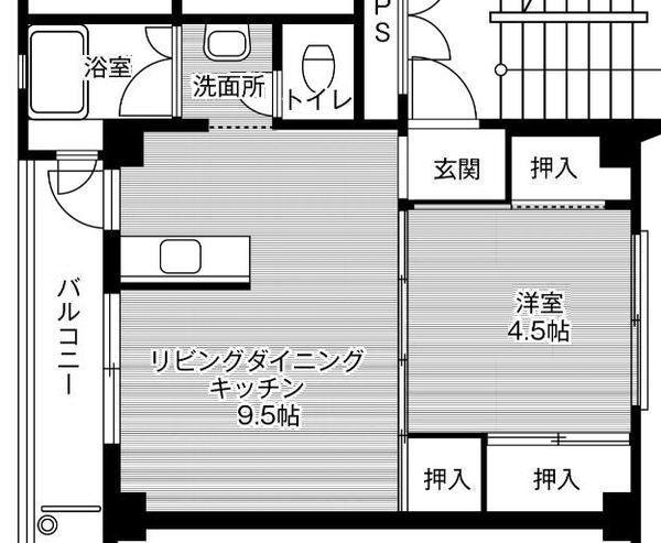 ビレッジハウス玖珂1号棟(1LDK/3階)の間取り写真