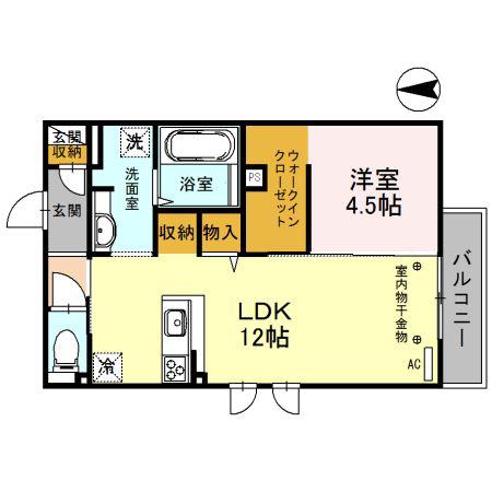 プランドール三池(1LDK/2階)の間取り写真