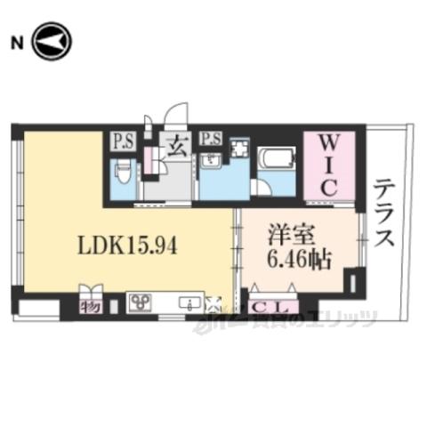 プランドール神宮丸太町(1LDK/1階)の間取り写真