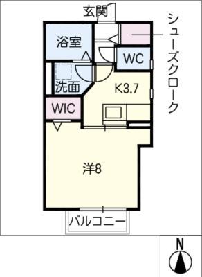LE CIEL(1K/2階)の間取り写真