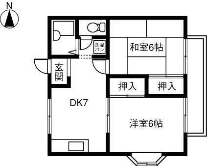 パークサイドSUEHIRO(2DK/1階)の間取り写真