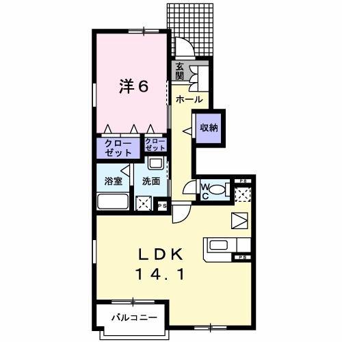 エテルノ A(1LDK/1階)の間取り写真