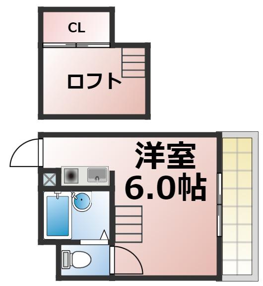 シルクロード勝山II(1K/3階)の間取り写真