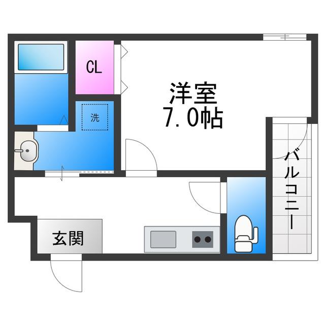 フジパレス西加賀屋サウス(1K/2階)の間取り写真