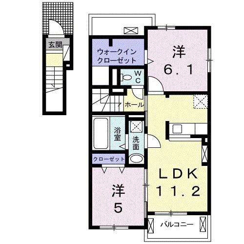 オプスSANJYO I(2LDK/2階)の間取り写真