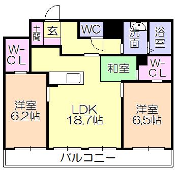 GS野中(2LDK/3階)の間取り写真
