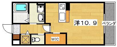 ヴァンヴェール枚方(ワンルーム/1階)の間取り写真
