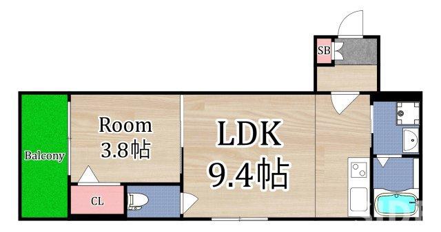 M-CITY千林大宮II(1LDK/2階)の間取り写真