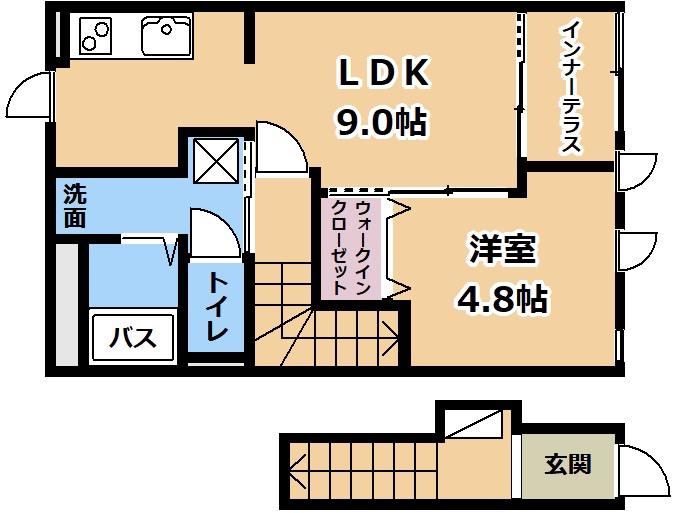 フリージア R(1LDK/2階)の間取り写真