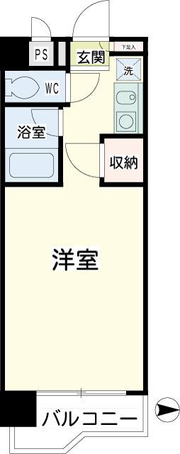 ロアールハイツ(ワンルーム/4階)の間取り写真