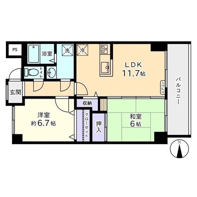 アパラザール東富山(2LDK/1階)の間取り写真