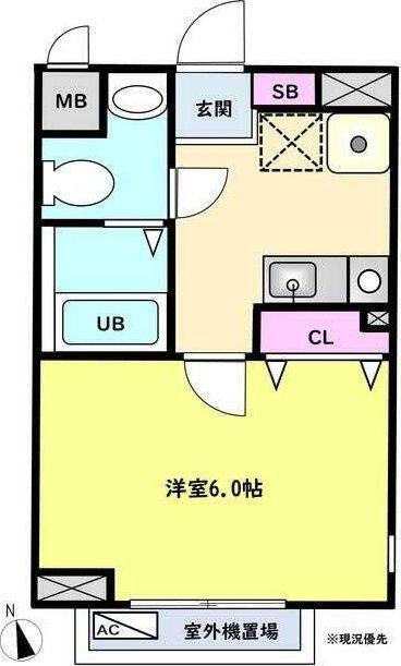 グリーンクラブ大宮(1K/2階)の間取り写真