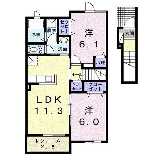 パワースポット(2LDK/2階)の間取り写真