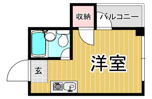 ロイヤルハイツ武庫之荘(ワンルーム/1階)の間取り写真